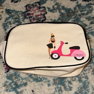 Lancôme // like new without tags motorcycle chick makeup pouch double zip